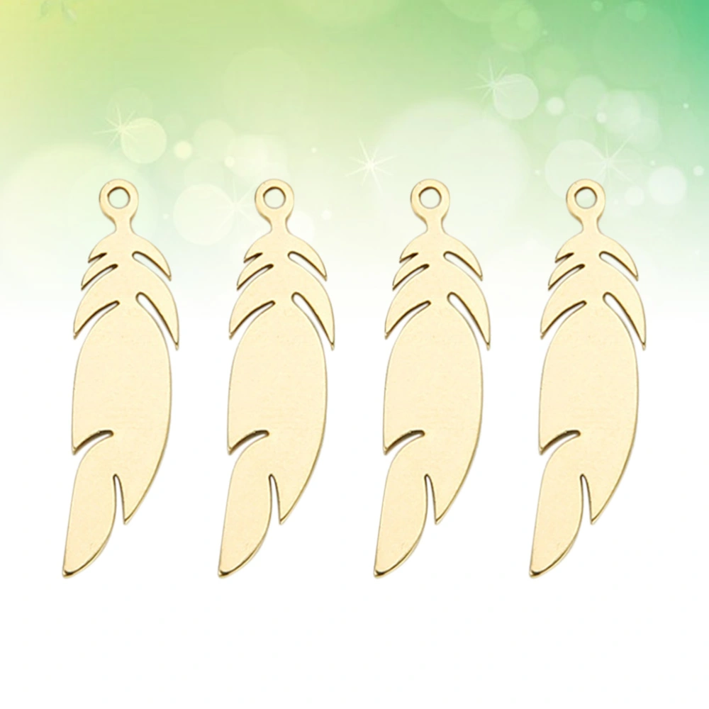 20pcs Stainless Steel Feather Pendant DIY Jewelry Accessories DIY Necklace Feather Pendant (Golden)