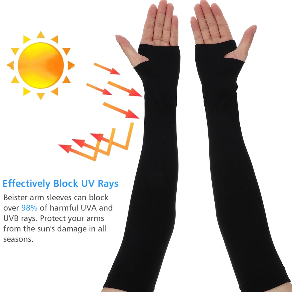 1 Pair Unisex Cooling Arm Sleeves UV Sun Protection Arm Sleeves with Thumb Hole