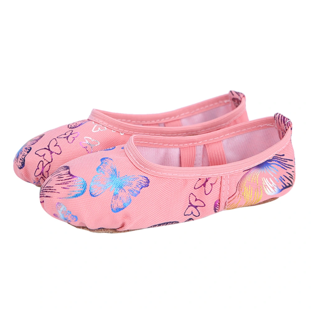 Kids Sole Ballet Dance Shoes Printing Ballet Slippers Dance Gymnastics Yoga Shoes - Size 33(Random Pattern Position)