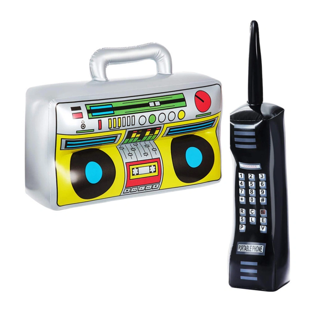 2pcs Inflatable Mobile Phone Radio Props Funny Inflatable Toys Party Supplies Favors 80s 90s Party Decorations for Men Women