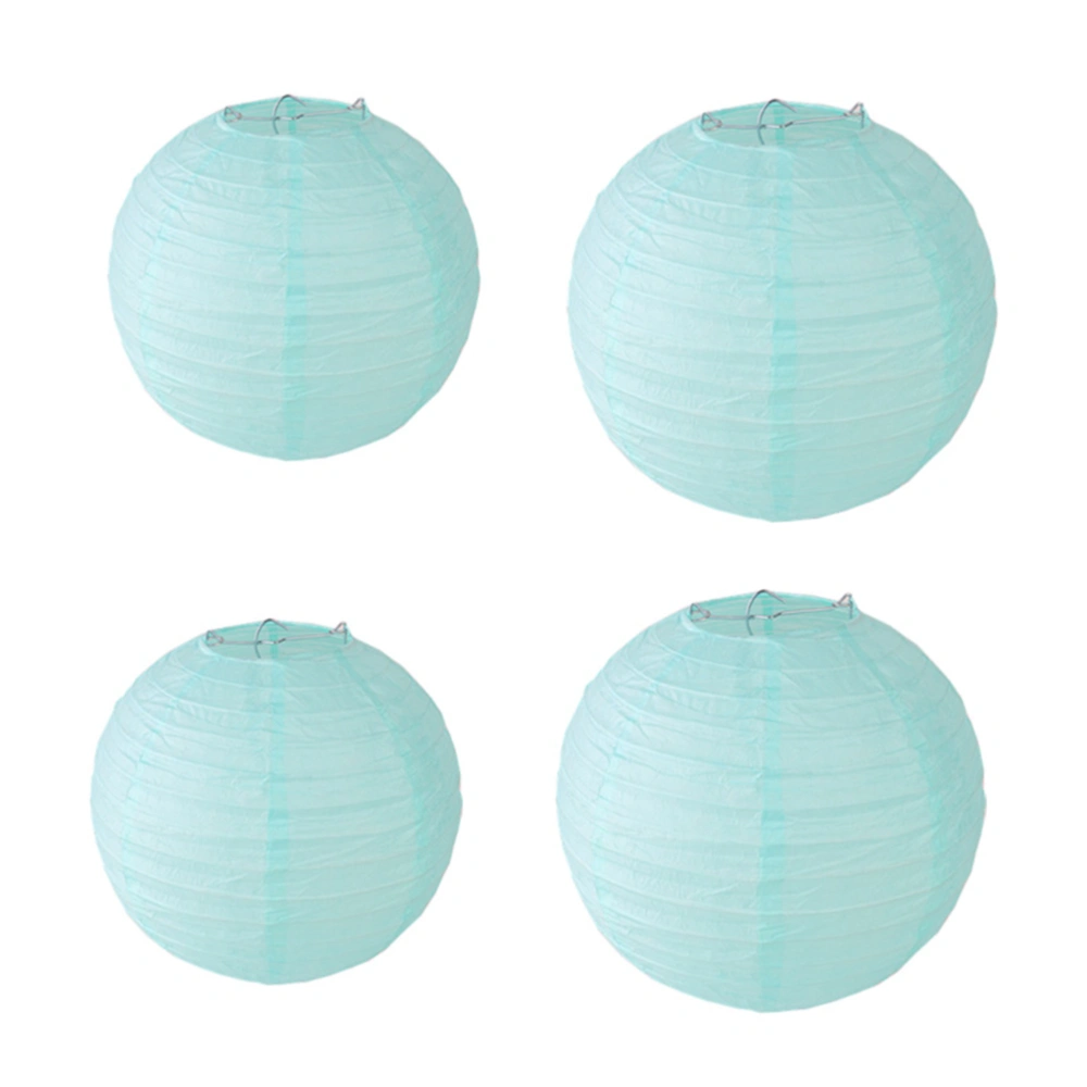 4pcs Colored Festival Paper Lanterns DIY Handmade Lantern Hanging Party Decor (8inch Blue, 10inch Blue)