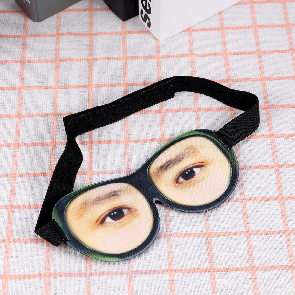 Glasses Eye Eyeshade 3D Spoof Stereoscopic Sleeping Eyeshade for Home Travel Outdoor Trip Pretend to be a Man Pattern