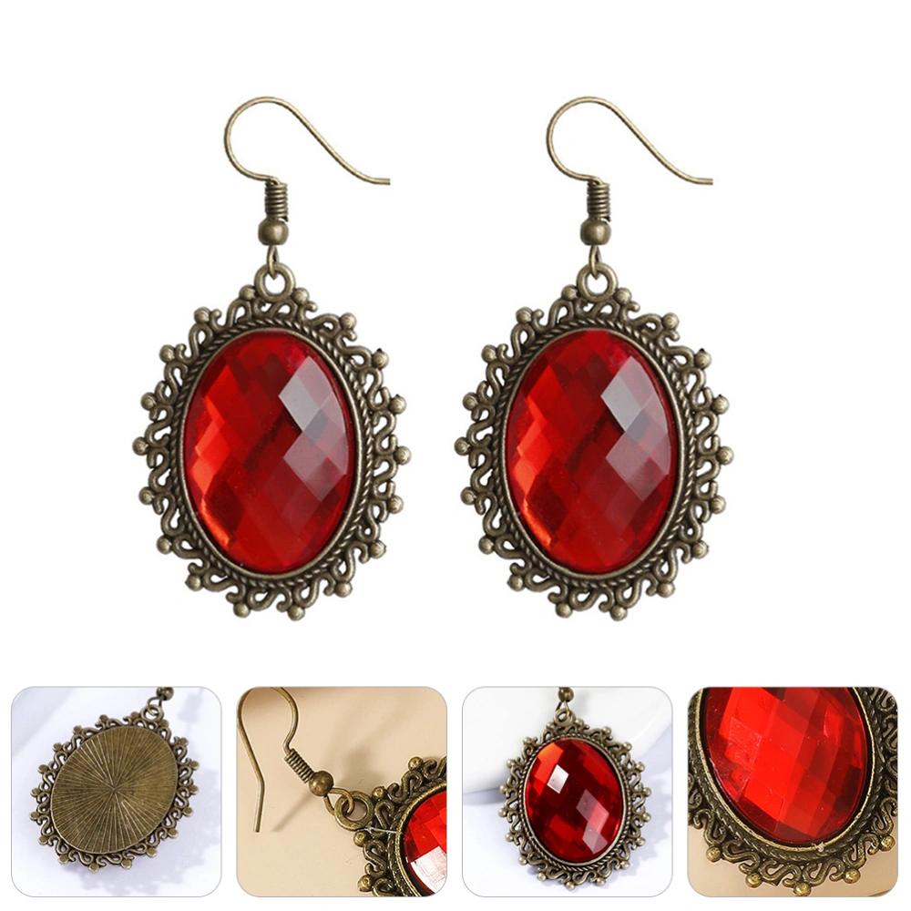 1 Pair Crystal Gems Drop Earrings Gemstone Rhinestone Earrings for Women