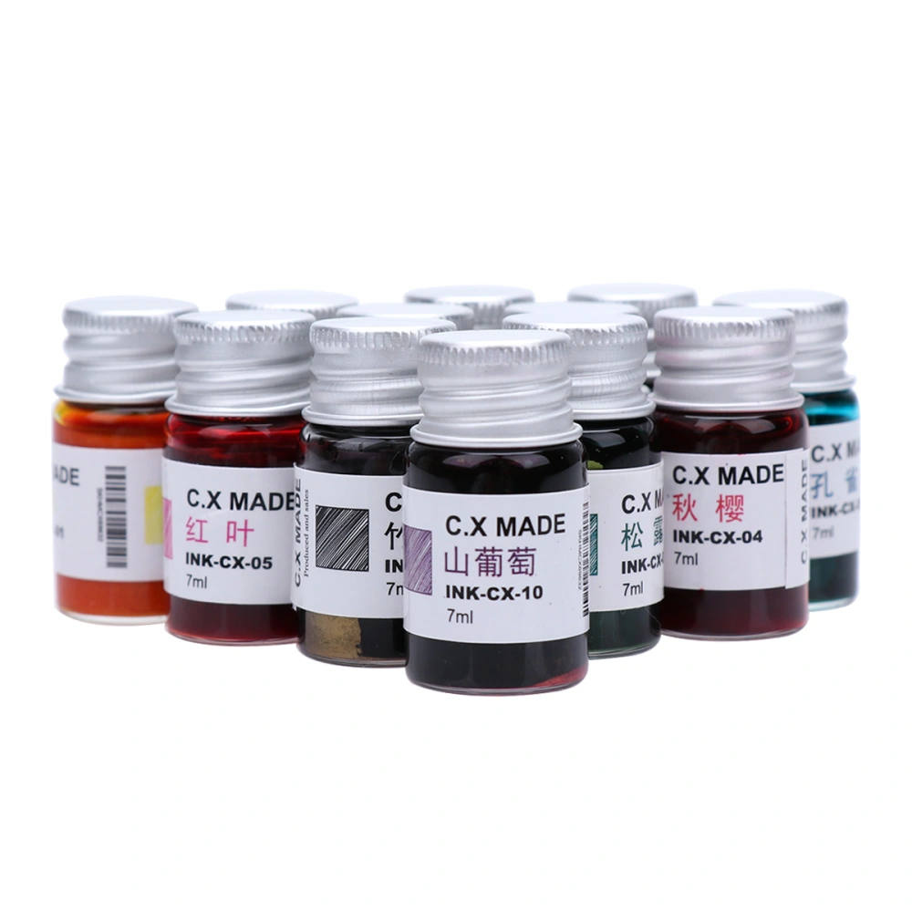 12pcs 24 Solar Terms Luminous Paint Gold Powder Colored Bottled Fountain Pen Ink