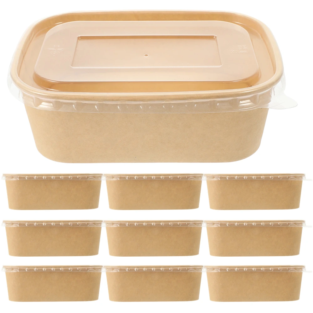 10 Sets of Kraft Paper Food Boxes Fried Snacks Containers Practical Food Packaging Boxes