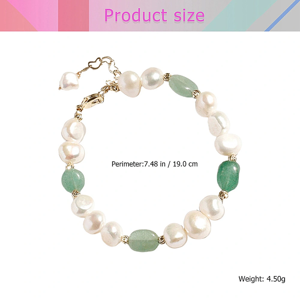 Natural Irregular Fresh Water Pearl Bracelet Fashion Green Aventurine Bangle Creative Wrist Chain Gift Wrist Jewelry