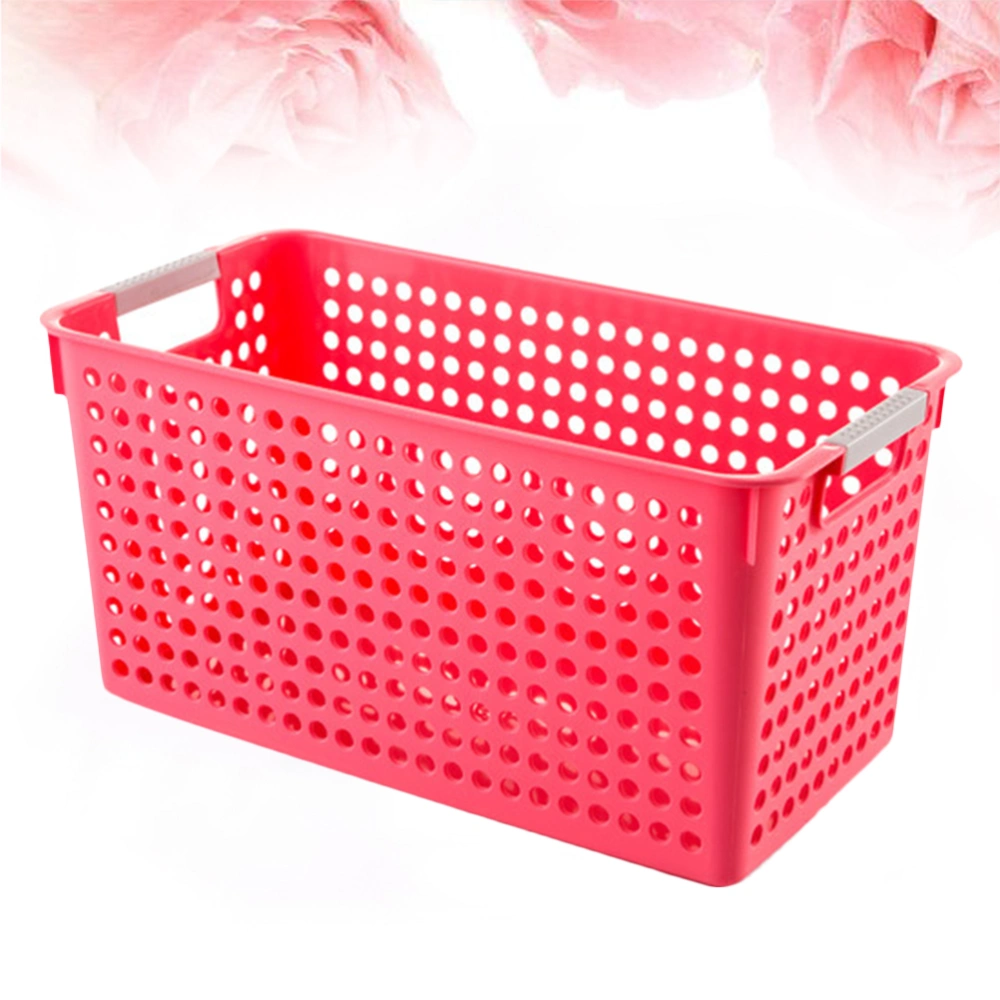 Plastic Square Storage Basket Sundries Storage Box Desktop Organizer Container for Home Office (Red)