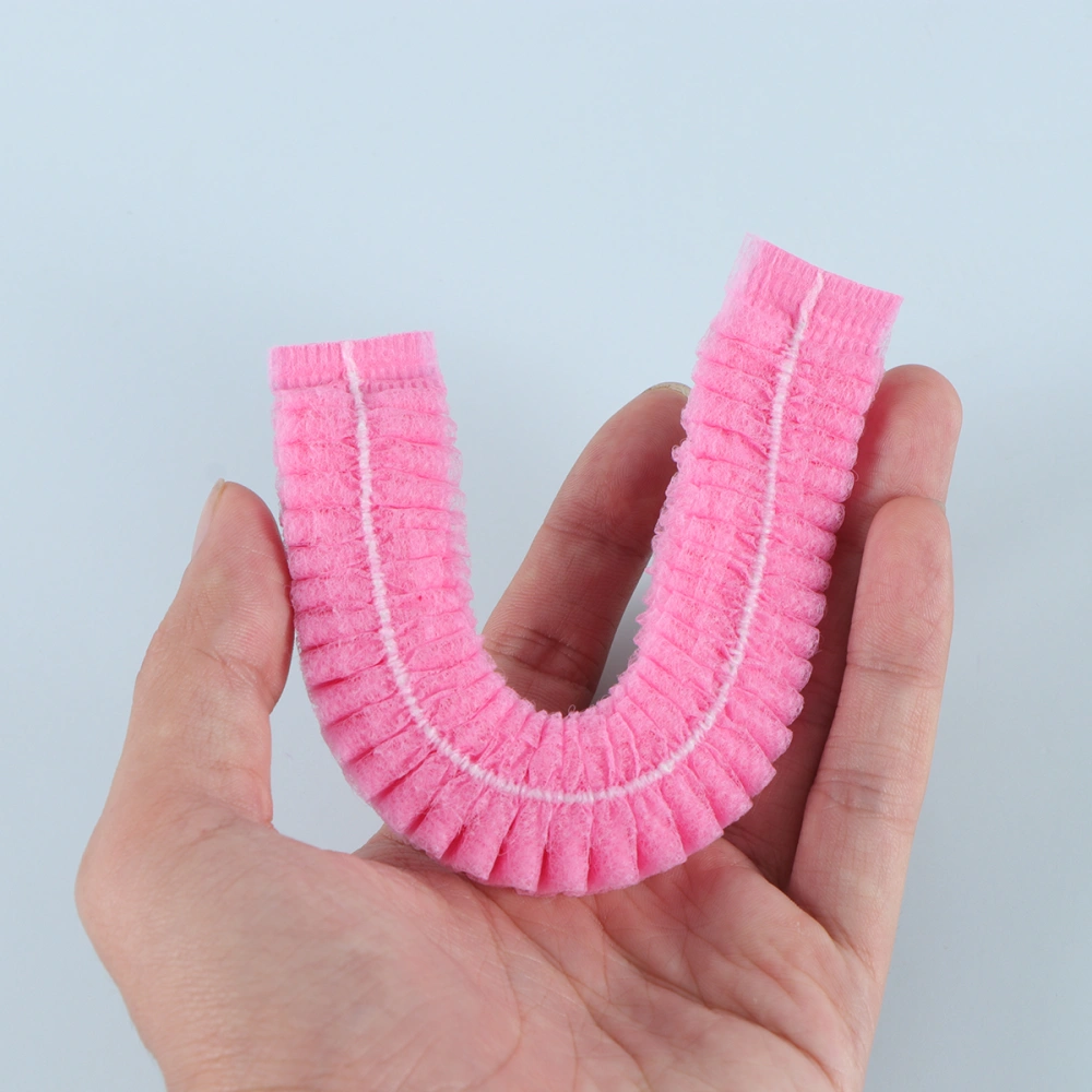 100pcs Disposable Hair Non-woven Dust Bouffant for Medical Service Food Baking Makeup (Pink)