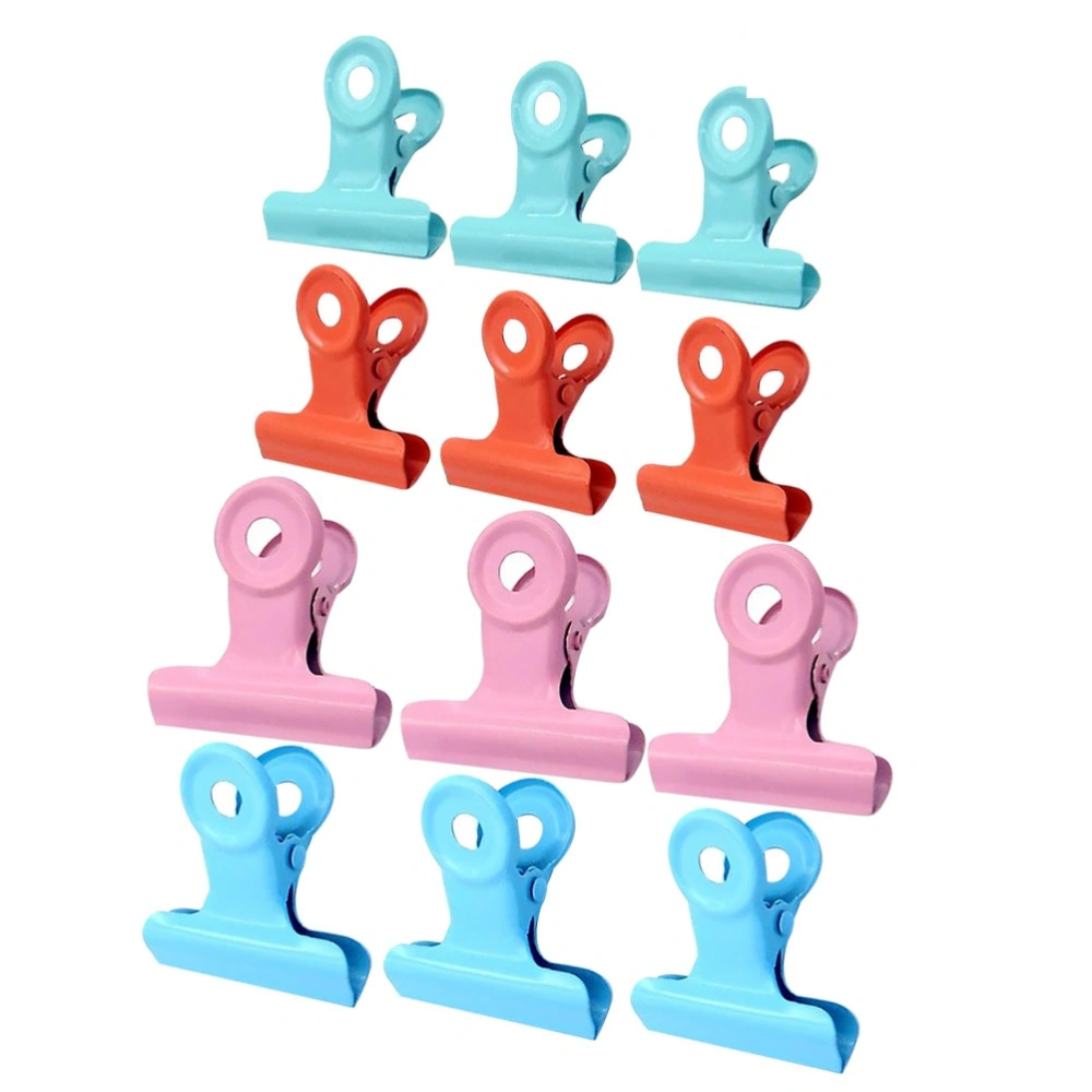 12Pcs Food Sealing Clips Plastic Portable Dampproof Sealing Clips Snacks Food Clip(Light Green + Dark Blue + Pink + Red)