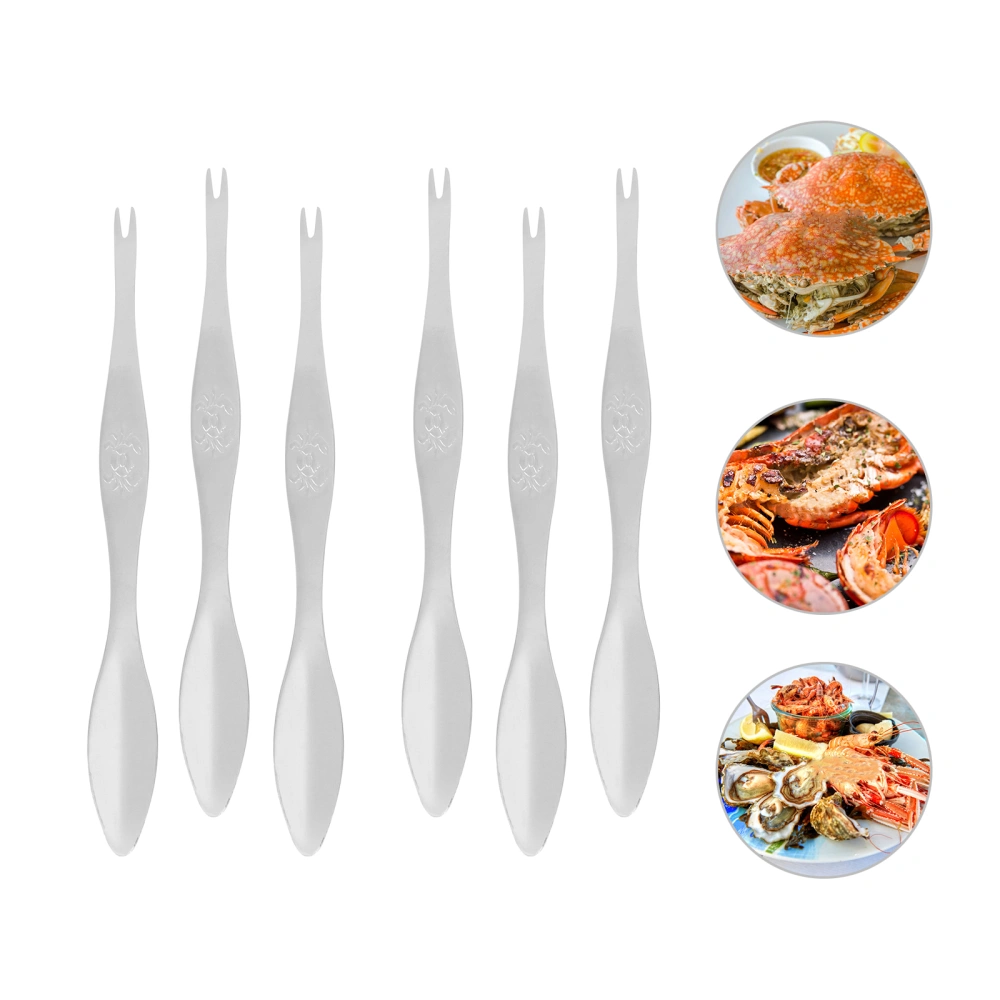 6pcs 304 Stainless Steel New Crab Shape Die Cast Quick Shellfish Lobster Seafood Tools Clip Needle Fork Picks Pincer Nut Set