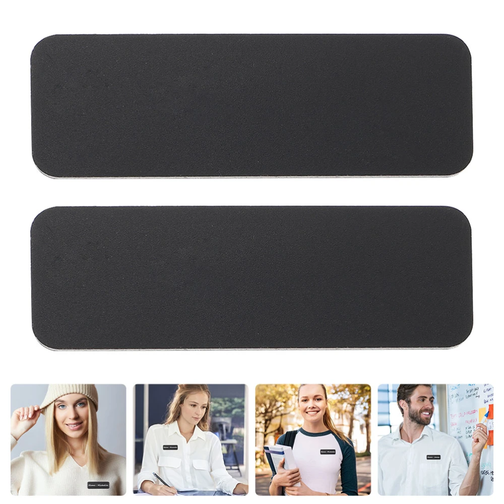 2Pcs Plastic DIY Name Tag Blank Name Tags Name Badge for Office School (Black)