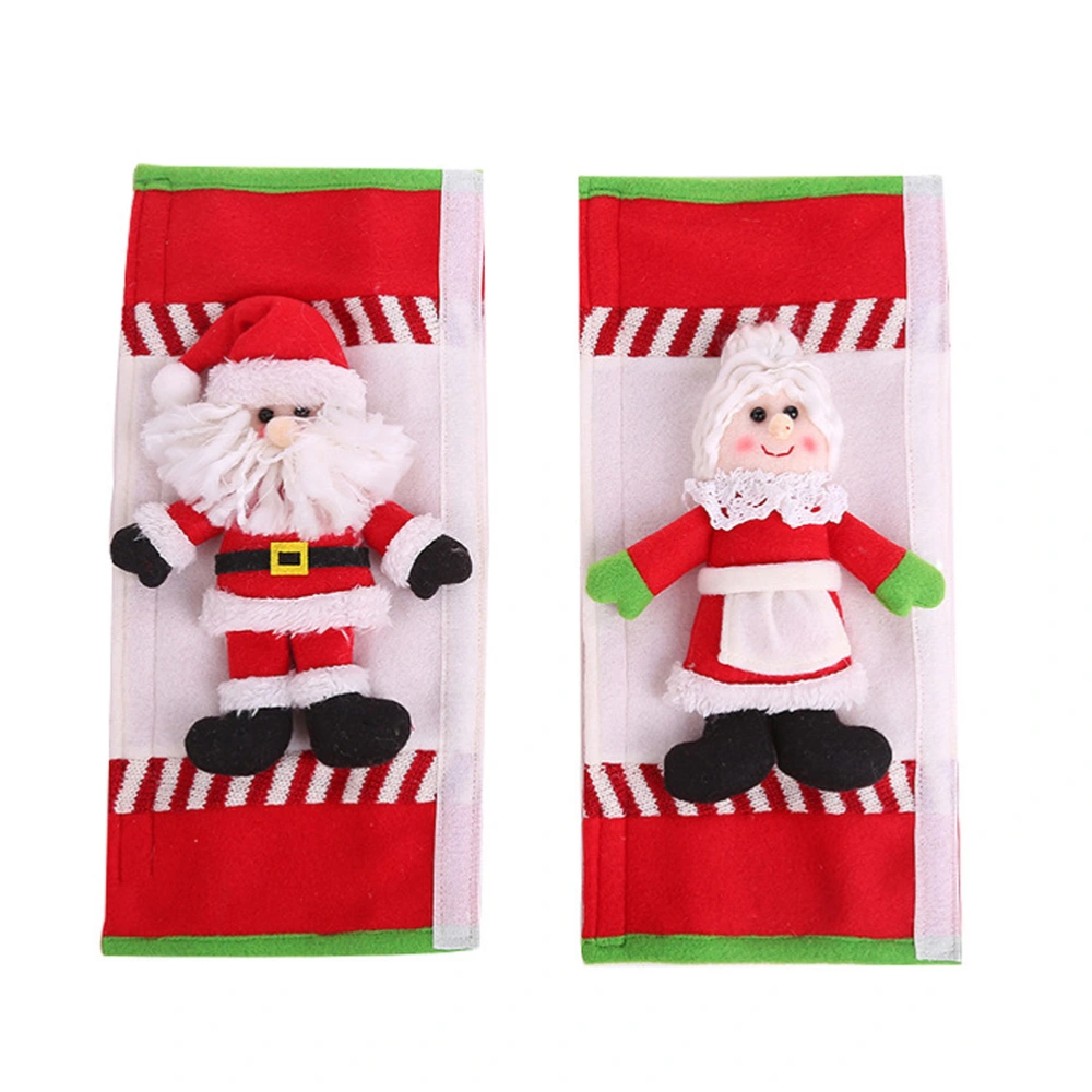 1 Pair Christmas Microwave Oven Handle Covers Refrigerator Kitchen Appliances Door Handle Gloves for Home (Red)