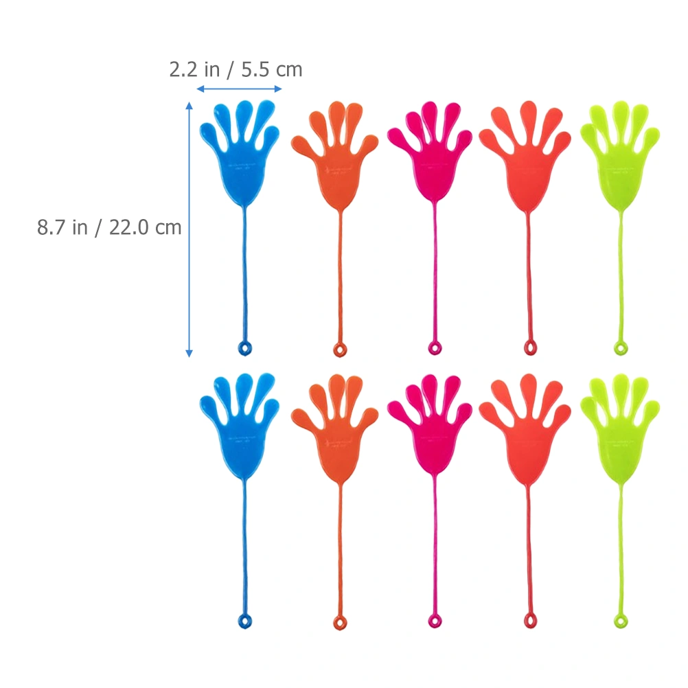 12pcs Funny Sticky Hand Elastic Toys Stretchy Sticky Hands Toys for Children (Random Color)