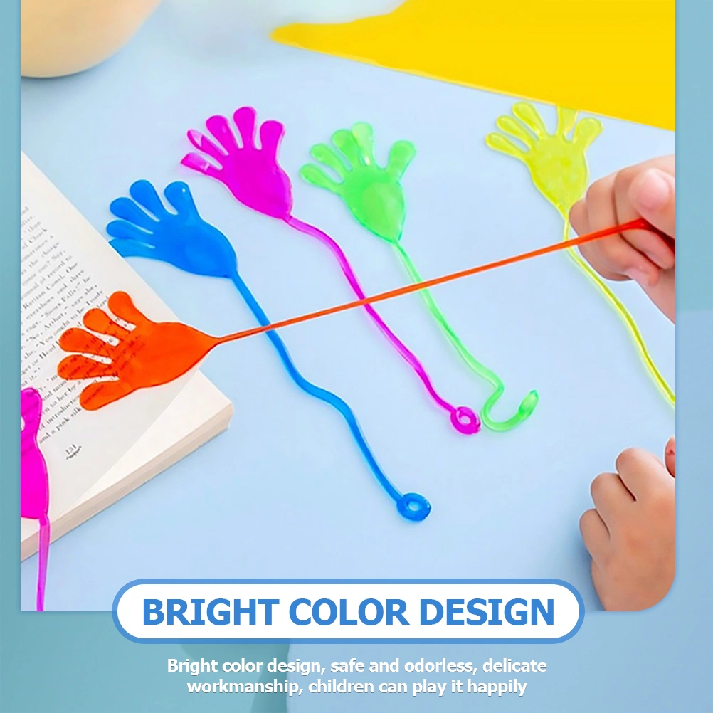 12pcs Funny Sticky Hand Elastic Toys Stretchy Sticky Hands Toys for Children (Random Color)