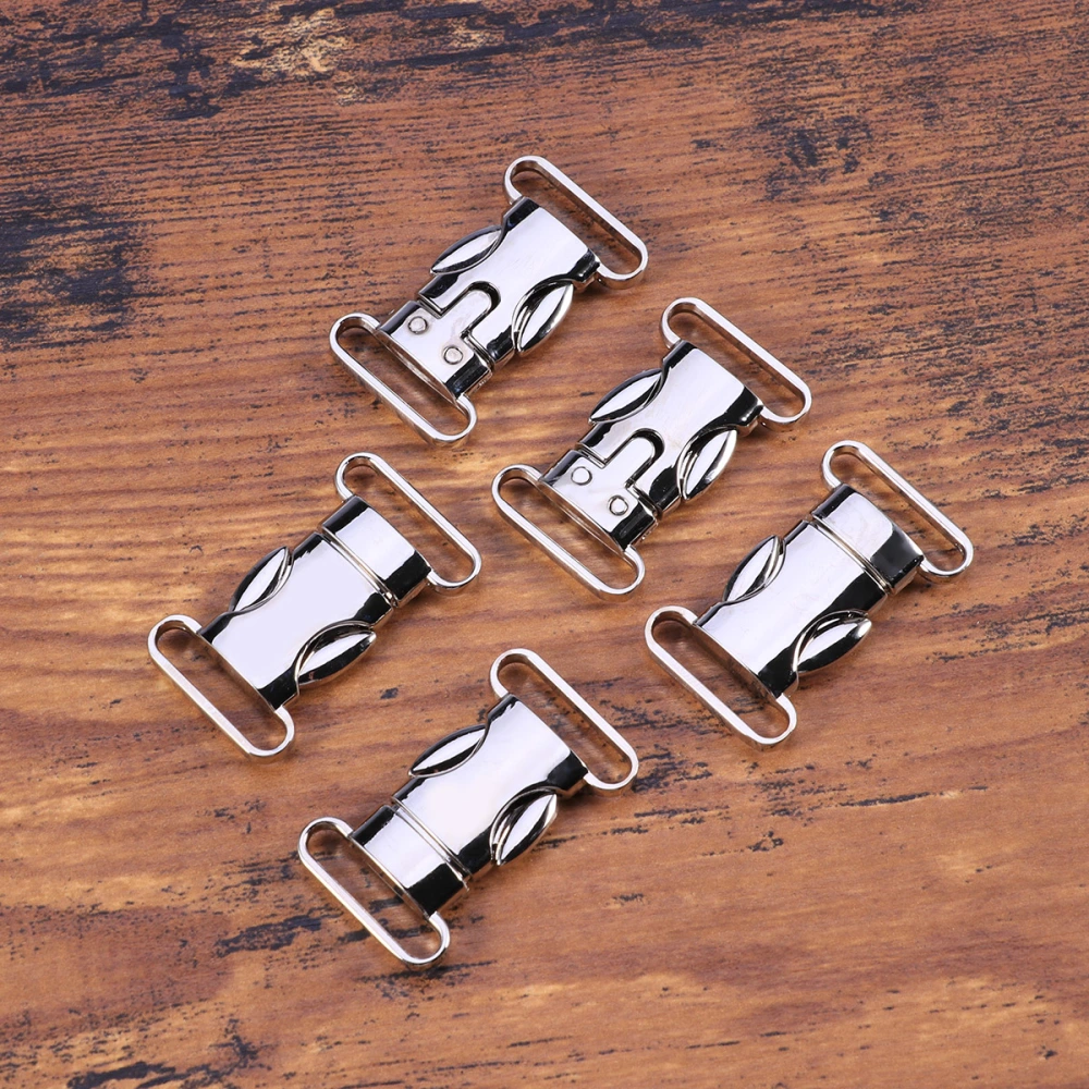 5pcs Buckle Webbing Survival Bracelet Side Release Buckle 20mm (Silver)