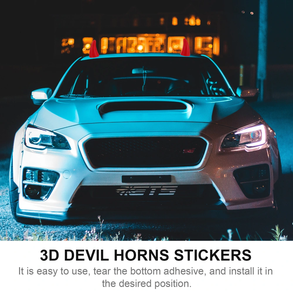 1 Pair Car Roof Decoration 3D Devil Horns Sticker Bumper Decor Halloween Car Accessories