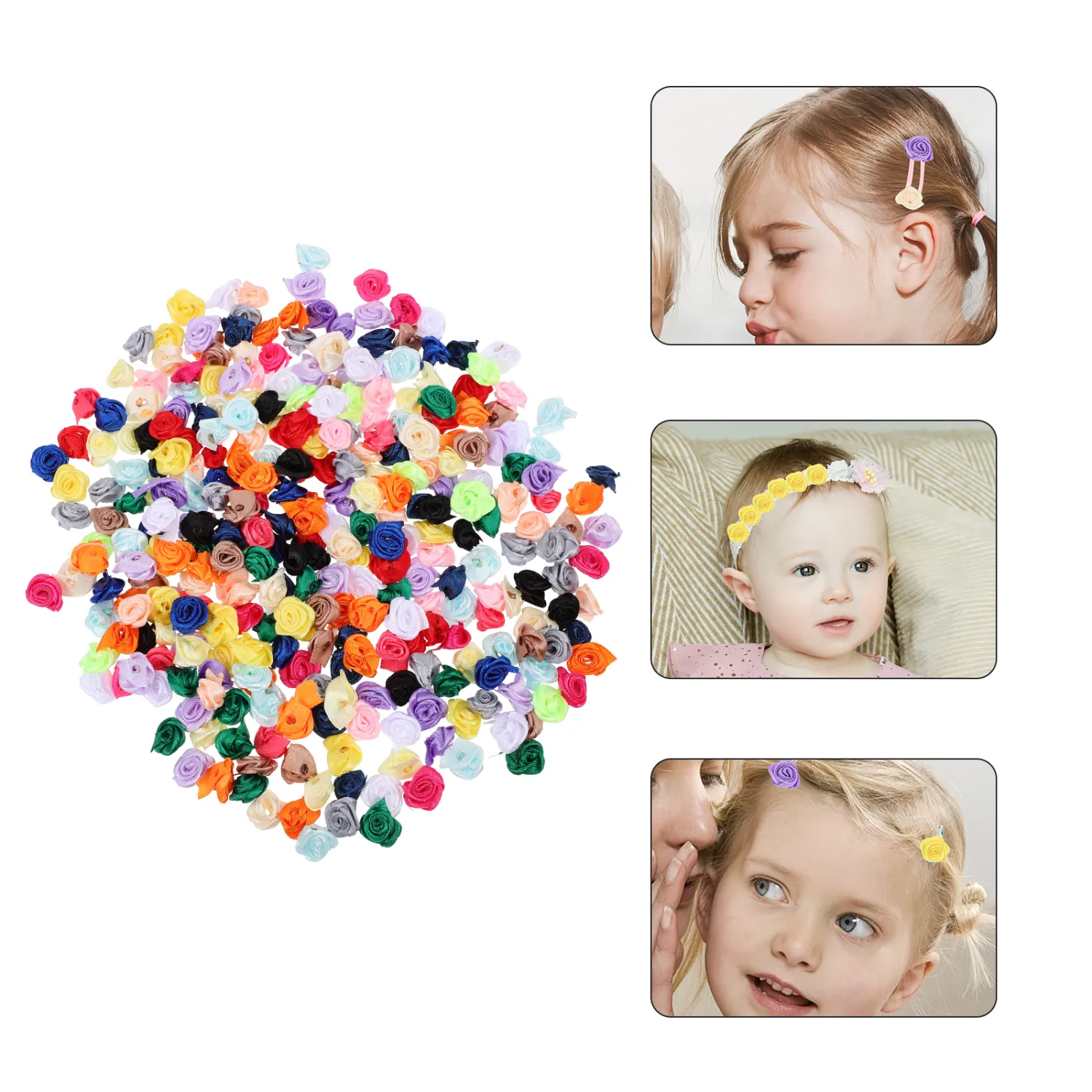 300Pcs DIY Bulk Flowers Simulation Rose Head Clip Flowers DIY Flower Materials