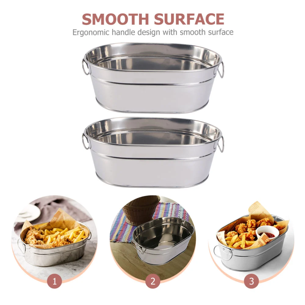 2pcs Seafood Barrel Container Hotel Restaurant Ice Cube Bucket Snack Buckets