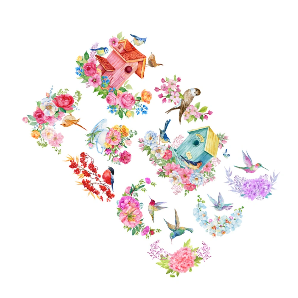 1 Sheet Wall Decal DIY Bird Flower Wall Stickers Decor Wall Decals for Home