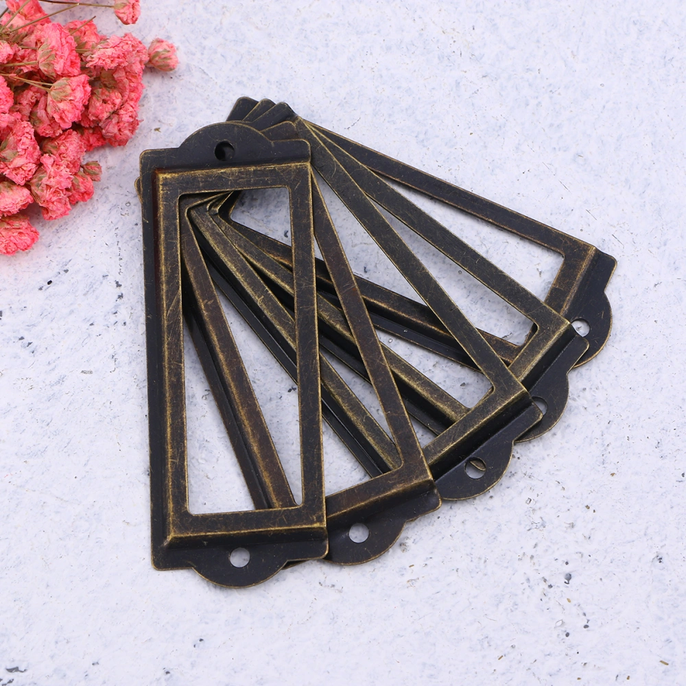 30 Pcs Antique Brass Cabinet Drawer Metal Handle Label Office Library Post Office File Pull Frame Tag Name Holder Handle (Bronze)