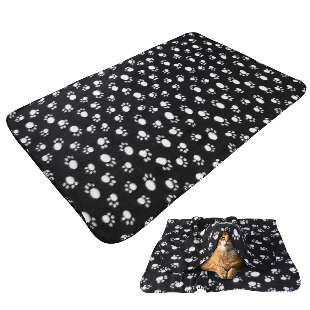 UEETEK Pet Dog Cat Paw Fleece Throw Blanket (Black)