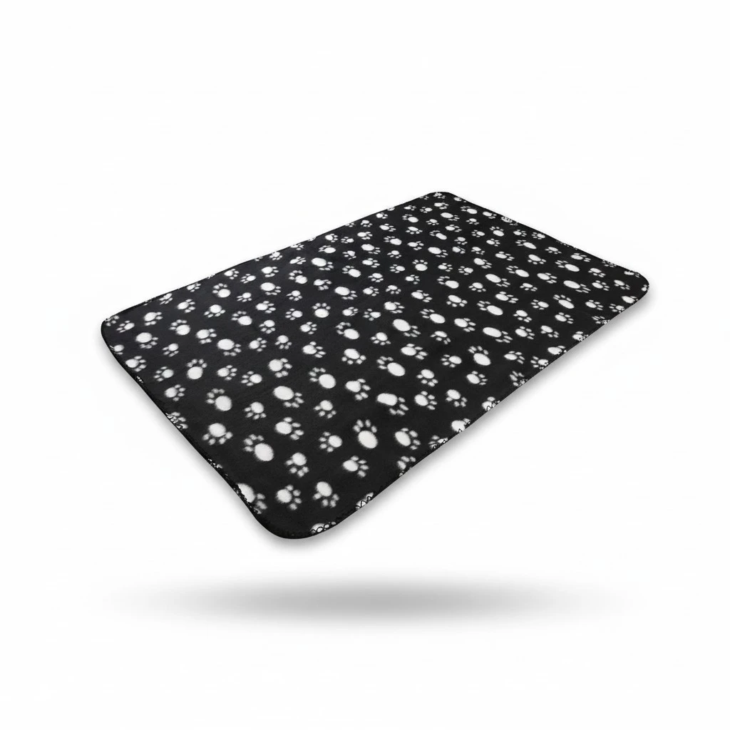 UEETEK Pet Dog Cat Paw Fleece Throw Blanket (Black)