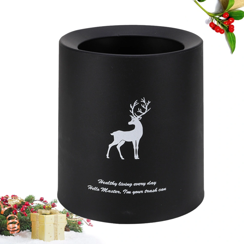 Desktop Garbage Storage Container Deer Pattern Trash Can Mini Rubbish Bin Wastepaper Basket (Black, Random Deer Pattern)