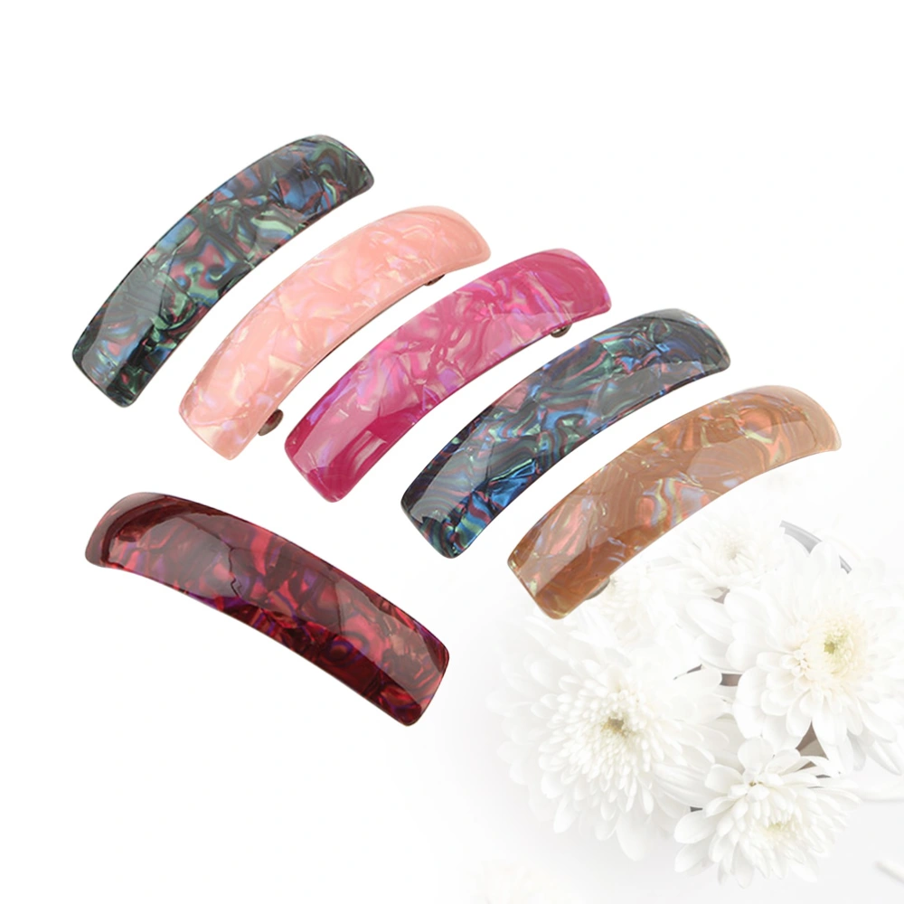 6Pcs Simple Marble Hair Clips Fashion Acrylic Barrettes Geometric Hair Hair Accessories for Ladies Women Girls (Random Color)