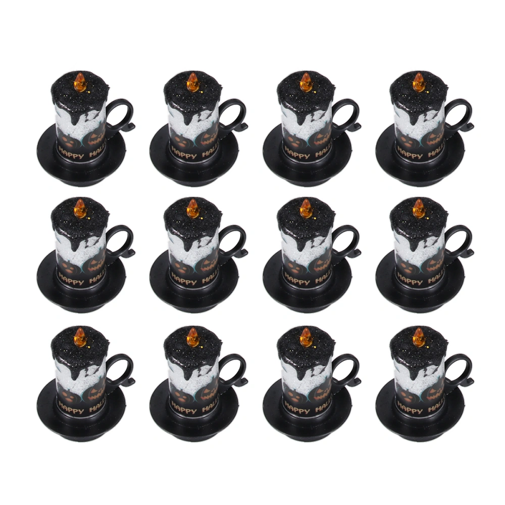 12pcs Halloween LED Candle Cup Lights Electric Night Light Party Decoration for Bar Home Garden (Random Pattern)