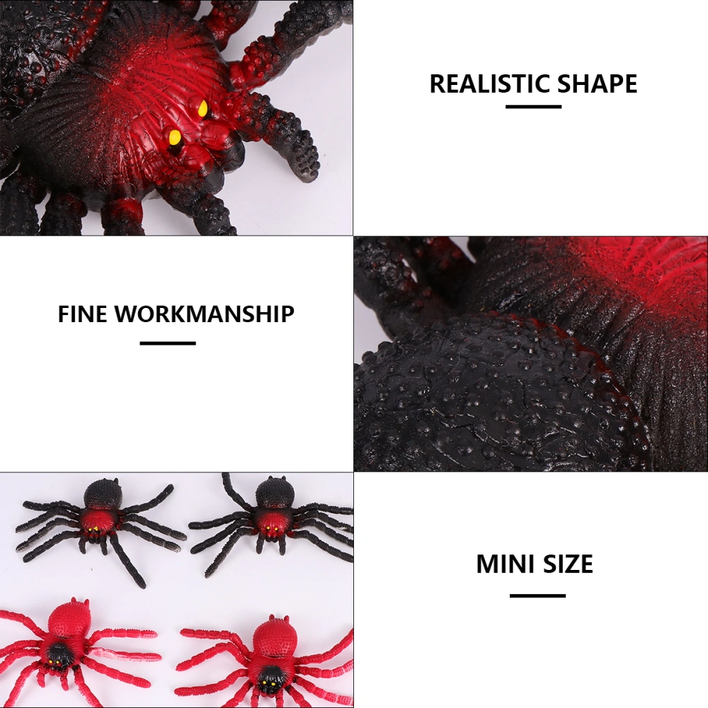 6 PCS Imitated Rubber Spider Model Funny Prank Toy Novelty Toy for Halloween