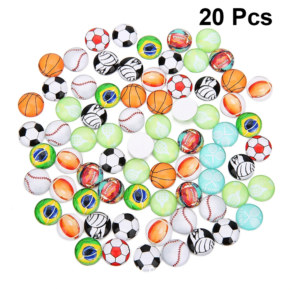 20Pcs Imitated Gemstone Glass Patches Creative Sports Style Round Glass Pastes DIY Jewelry Accessories (20MM)