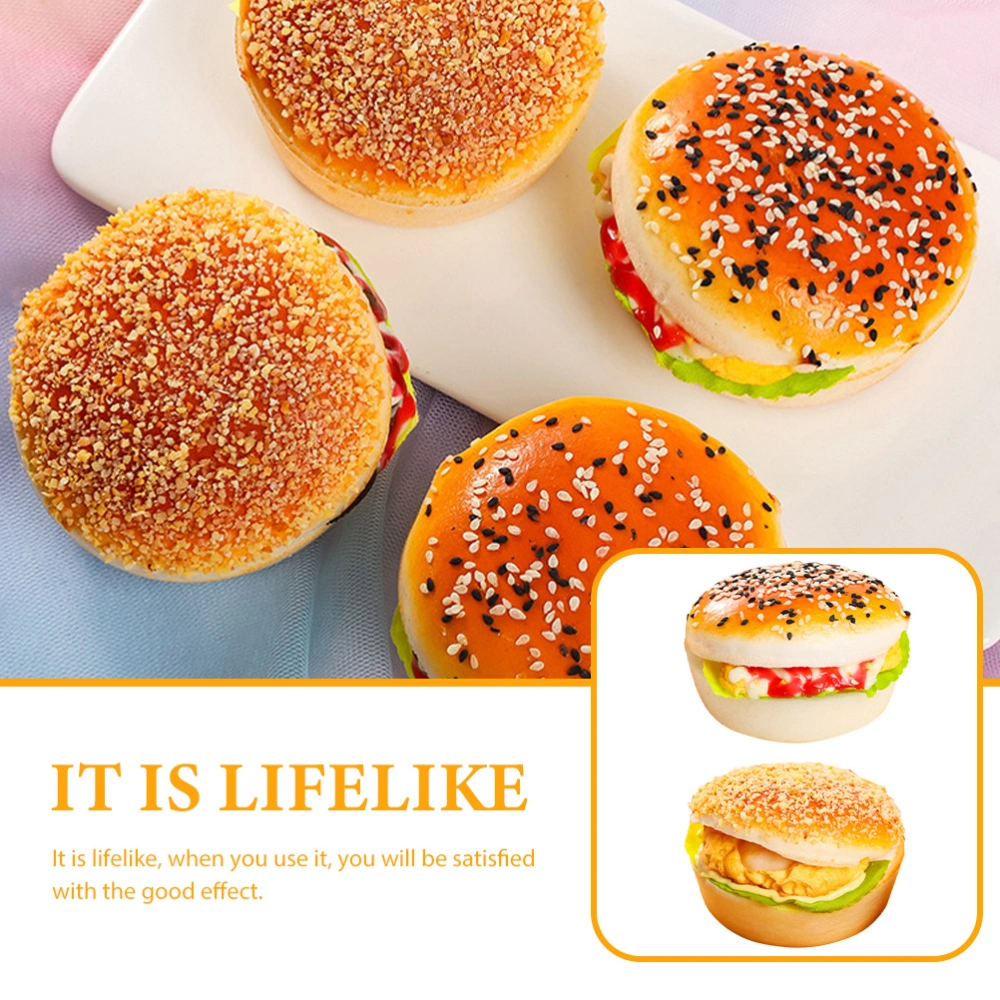 2Pcs Delicate Simulation Burger Models PU Burger Decorations Baking Photography Props