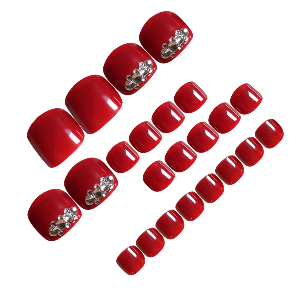 24pcs Beautiful Toe Nail Decals Manicure Decorative Sticker Fake Nails Sticker with Glue