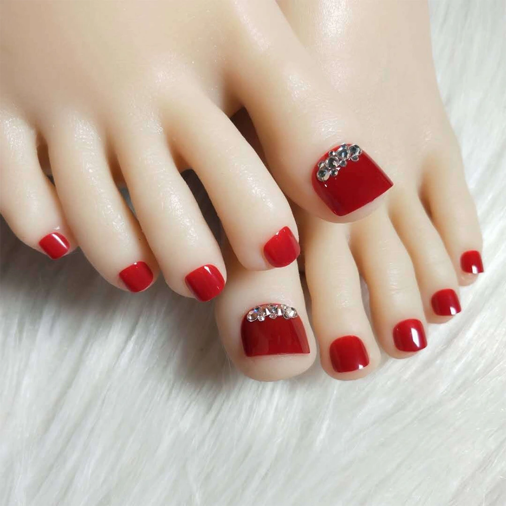 24pcs Beautiful Toe Nail Decals Manicure Decorative Sticker Fake Nails Sticker with Glue