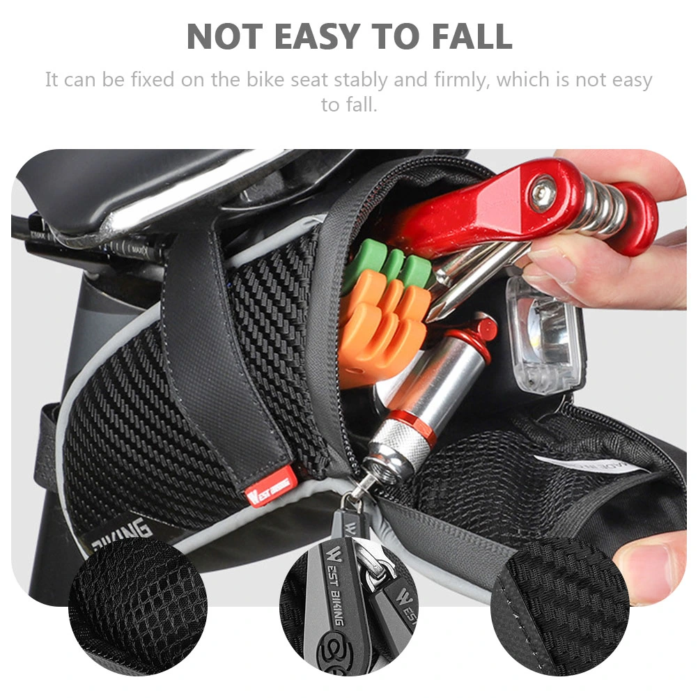1Pc Bike Backseat Pack Container Waterproof Zipper Large Capacity Bike Bag