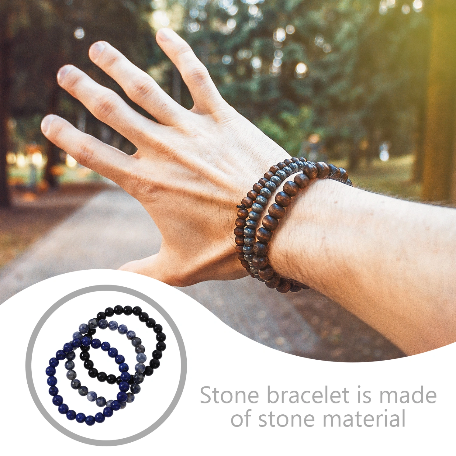 3pcs Stone Beaded Bracelets Wrist Bracelets Women Bracelets Female Jewelries