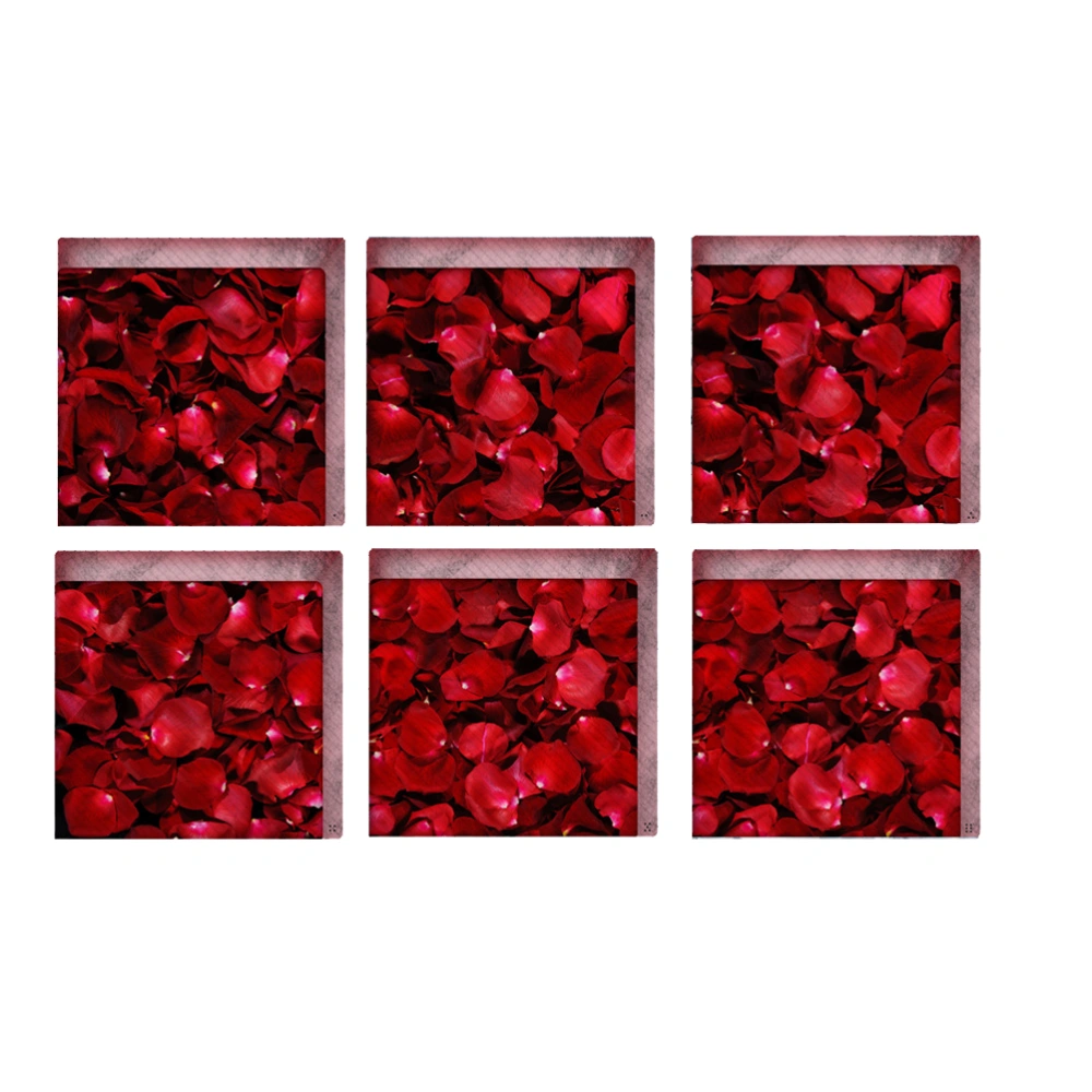 6 Sheets Simple Wall Sticker 3D Anti-slip Bathtub Sticker Self-adhesive Petals Murals Decals Creative Petals Wallpaper for Floor Home Decoration Red Petals Style