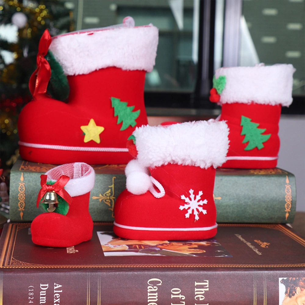 2PCS Christmas Stockings Decorative Pendant Candy Boots Sock Pouch Gift Bags Candy Sockings Bag (Large Candy Boots)