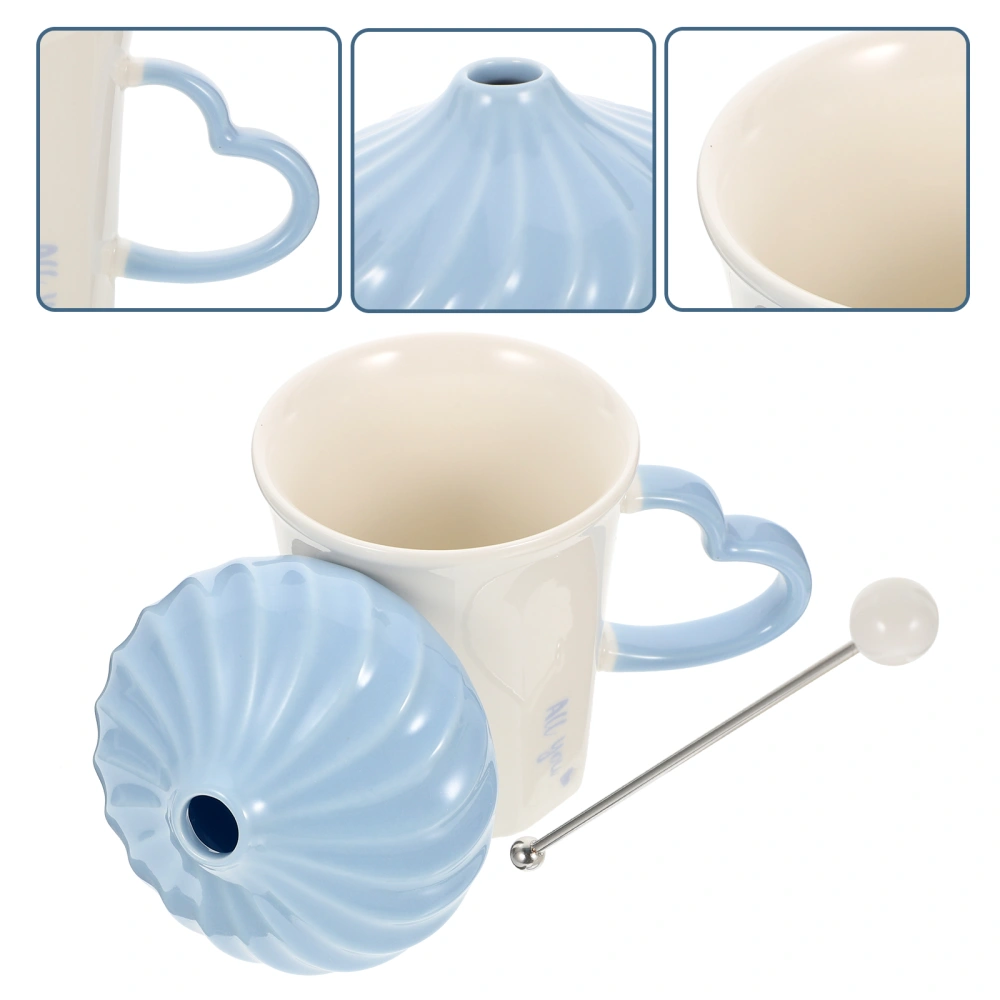 1 Set Ceramic Cup Ice Cream Design Mug Coffee Cup Water Cup Drinking Cup with Stirrer