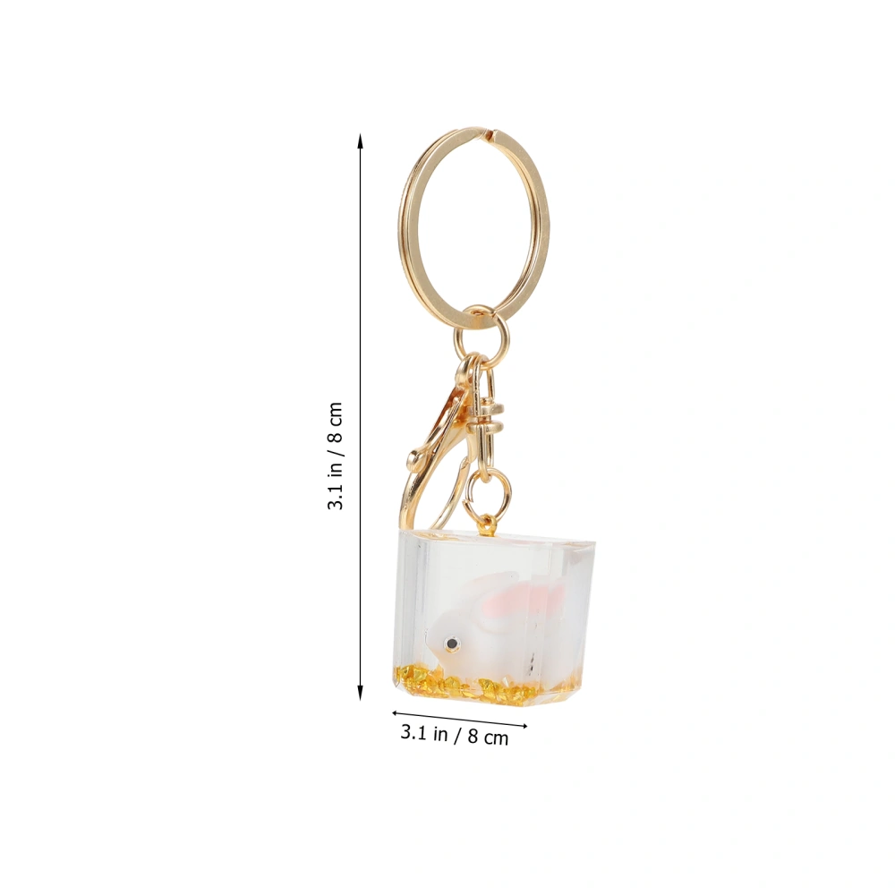 2 Pcs Rabbit Model Key Chain Acrylic Key Ring Hanging Pendant Bag Hanging Decor