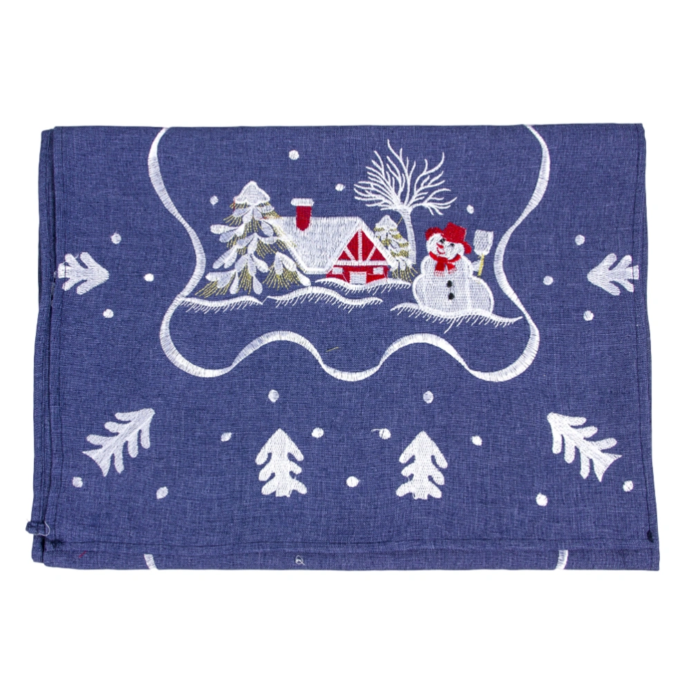 1pc Snowman Table Cover Embroidery Table Flag Pretty Table Cloth Party Decoration for Christmas