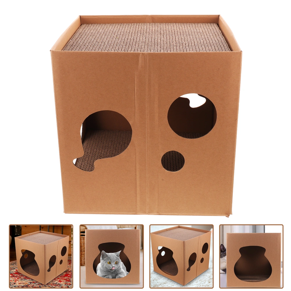 Cat Cardboard House Cat Scratch House Corrugate Paper Scratcher Box Cat Scratcher Toy