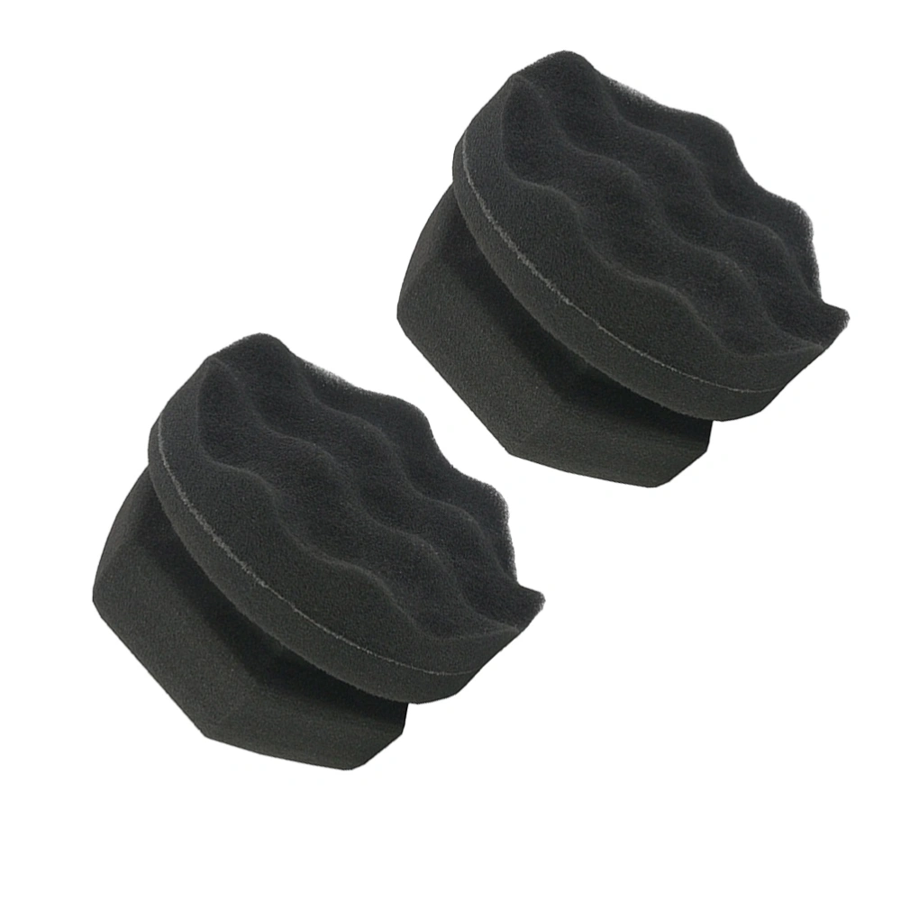 2Pcs Wave Pattern High Fit Handy Polishing Waxing Sponge Car Tire Wax Size 2 (Black)