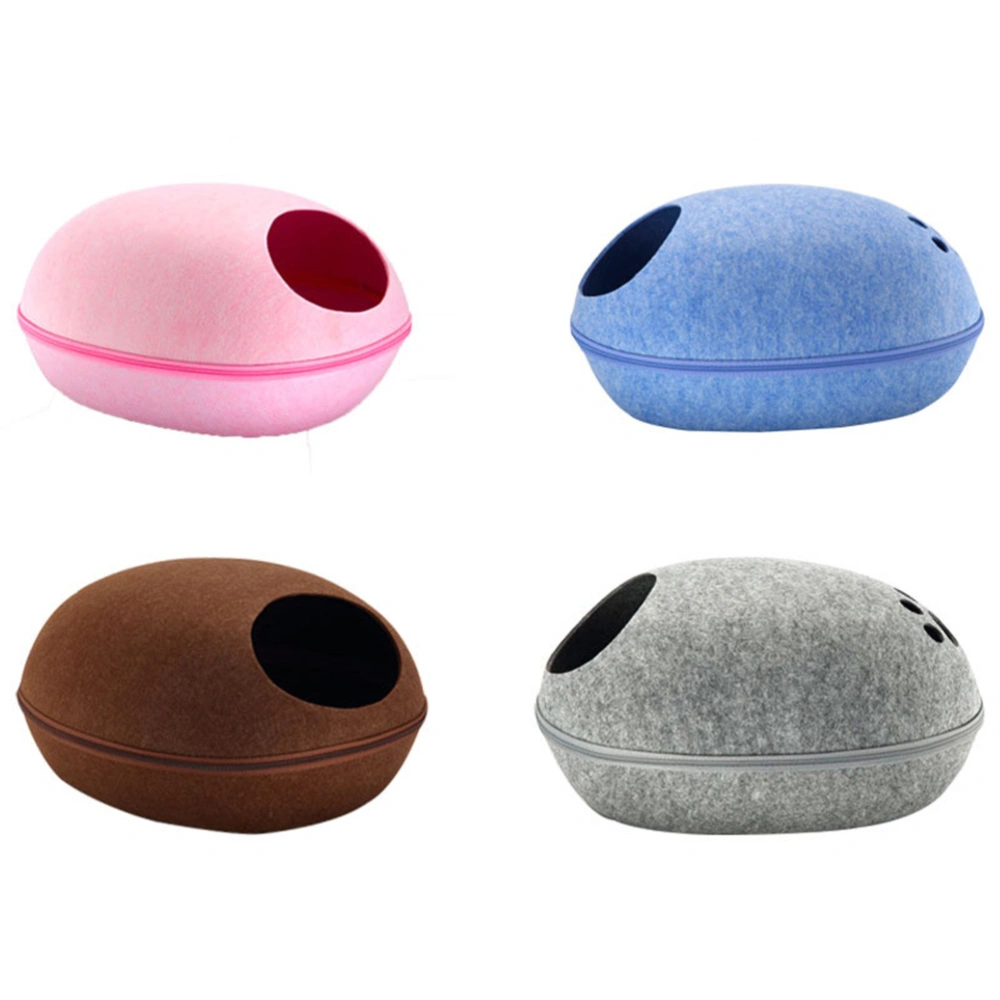 Four Seasons Universal Pet Bed Semi-enclosed House Eggshell Design Sleeping Nest for Pet Cat Dog (Grey)