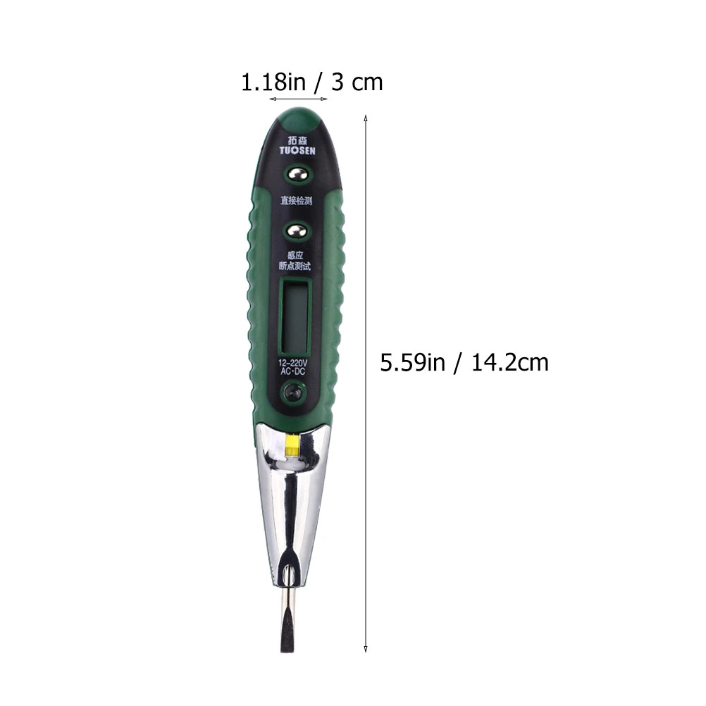Voltage Detector Digital Reading Tester Electric LED Flashlight Tester (Green)