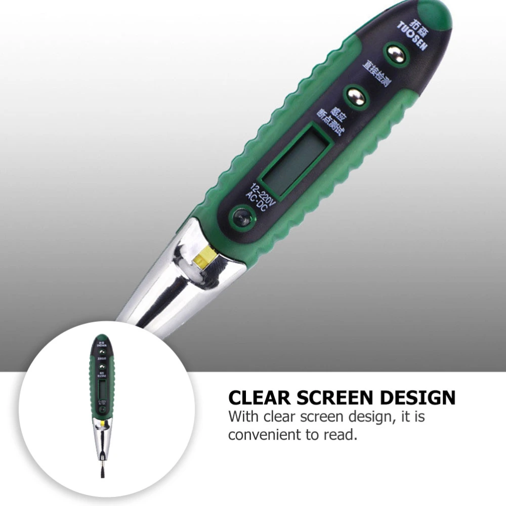 Voltage Detector Digital Reading Tester Electric LED Flashlight Tester (Green)