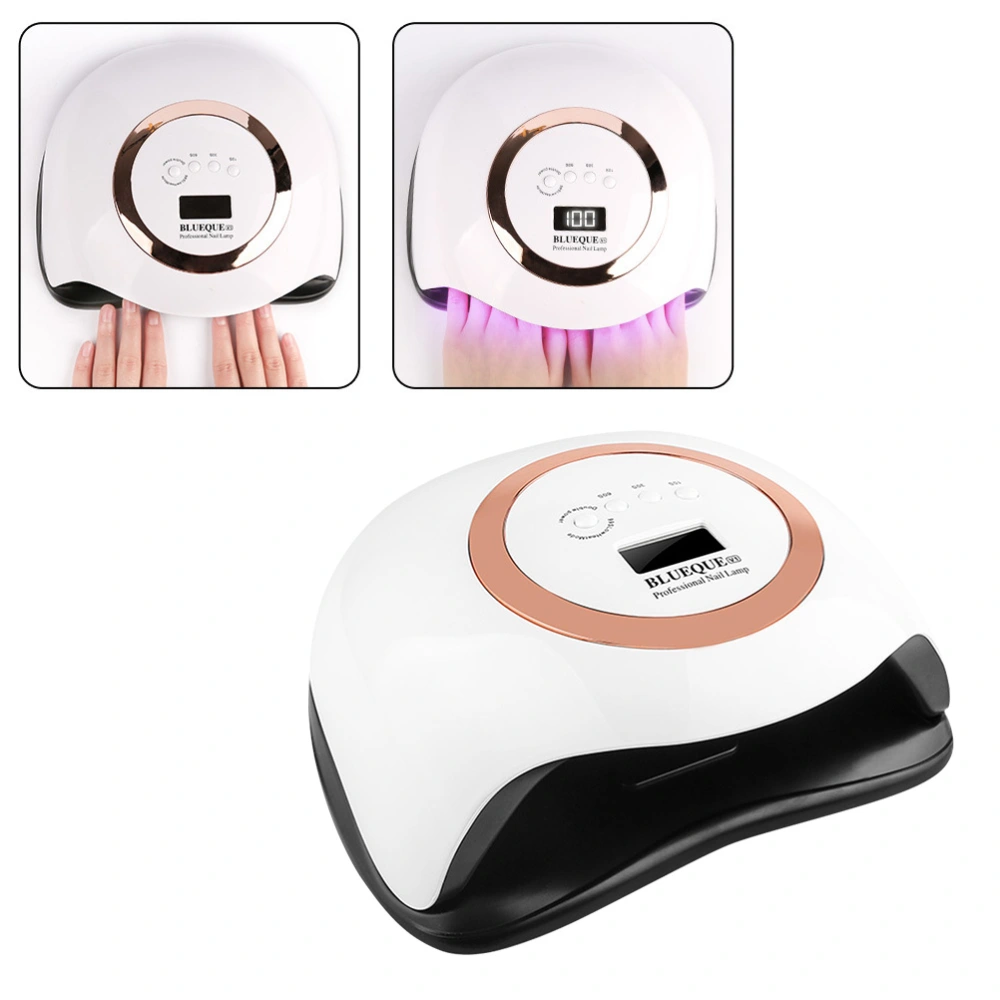 42 LED 168W Sensing Nail Dryer Gel Polish Curing LED UV Lamp Drying Gel Timer Manicure Tools Nail Polish Dryer Machine Tools LCD Display Lamp Golden (UK Plug)