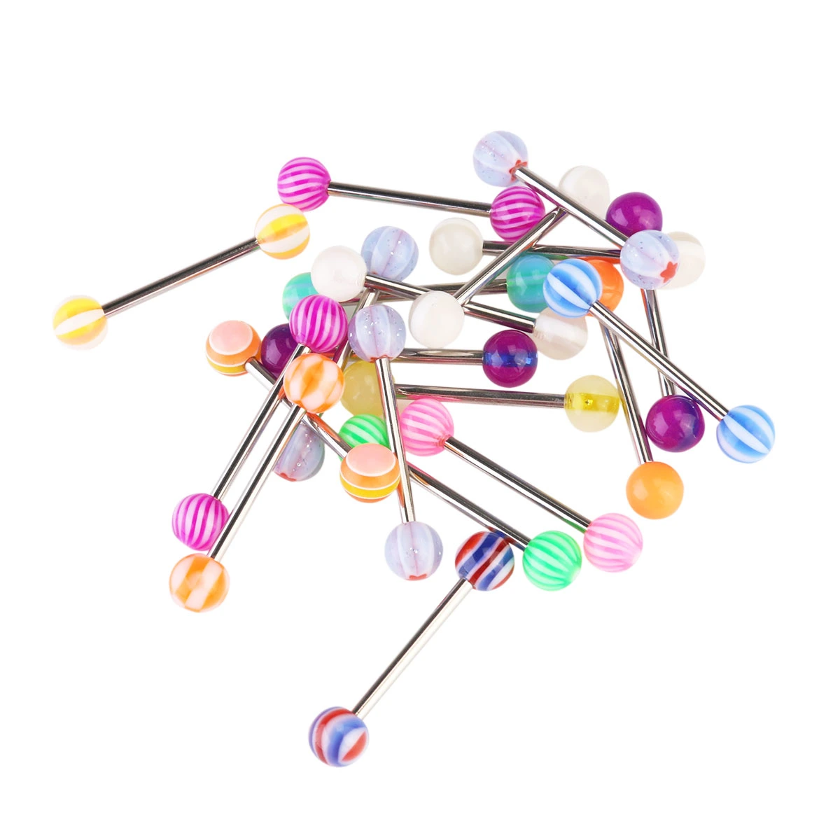 20pcs Colorful Women Tongue Ring Bar Stud (Random Color)