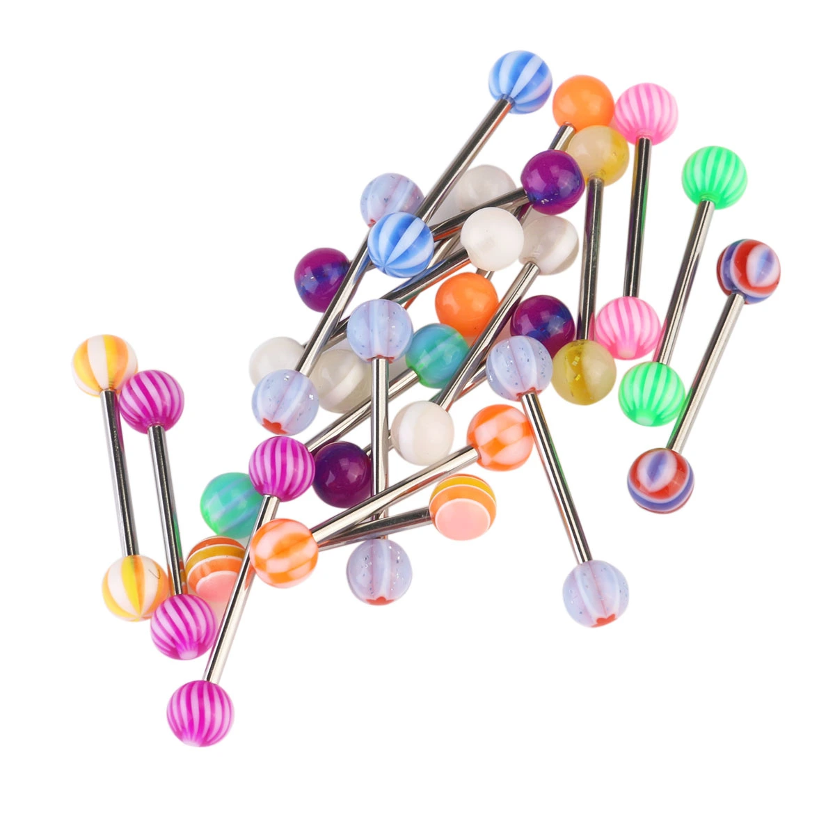 20pcs Colorful Women Tongue Ring Bar Stud (Random Color)