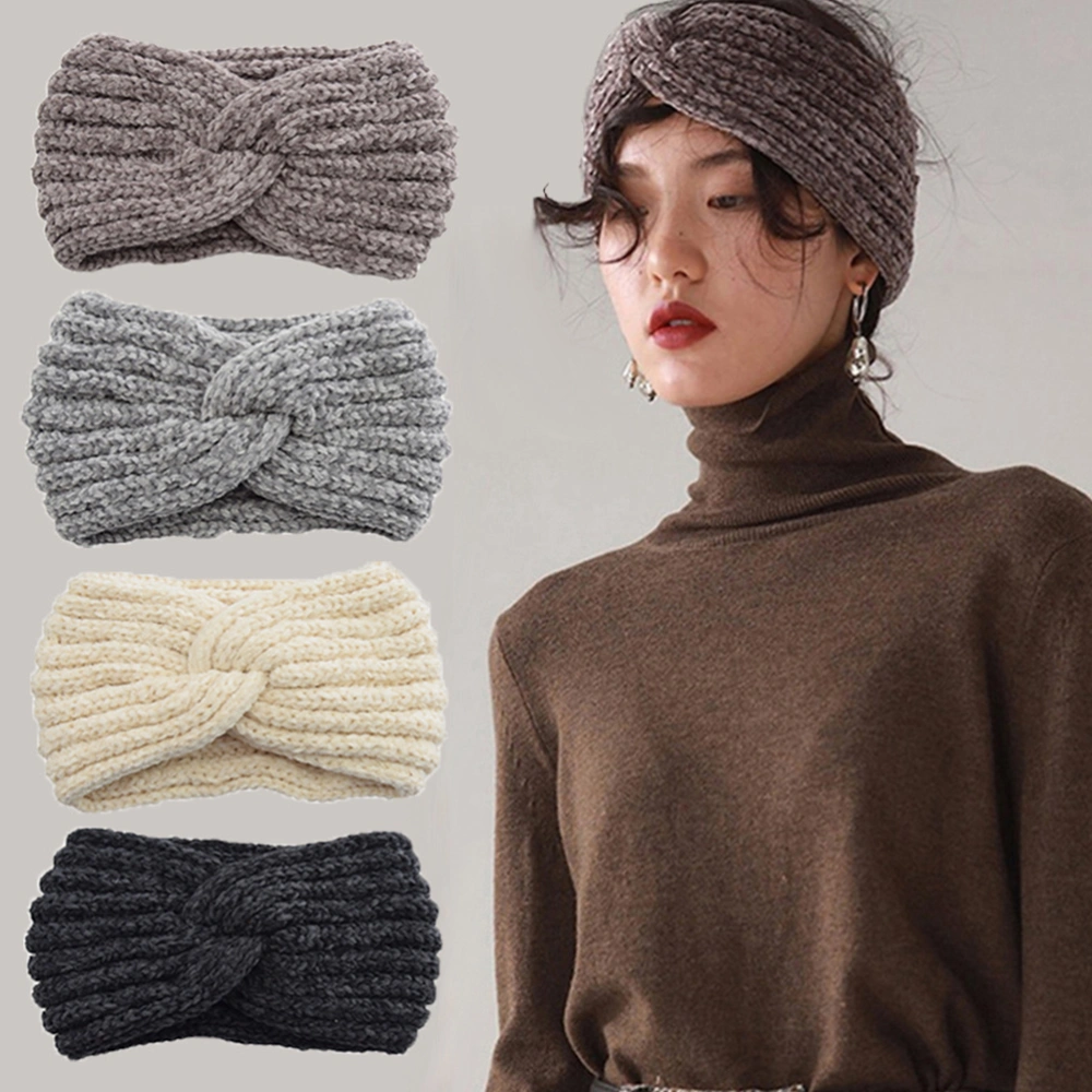 22x12cm 4Pcs Knitted Wool Hair Band Handmade Headbands Ear Protection Caps Headband